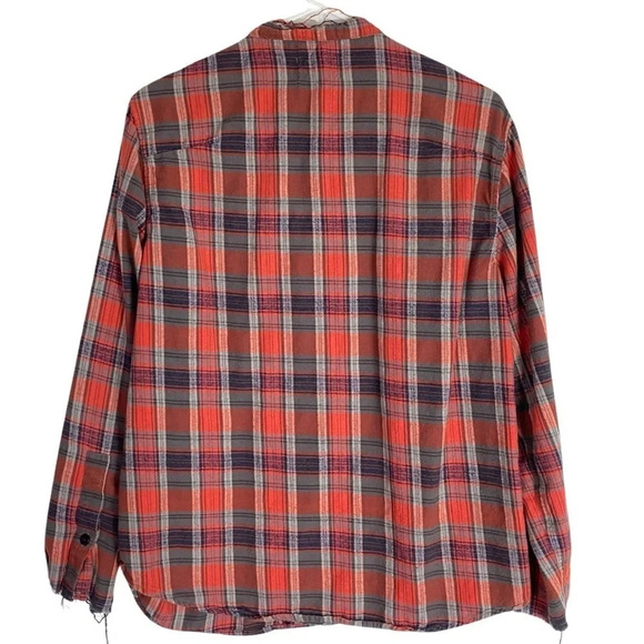 Hartel Fred Segal Flannel Shirt Womens Medium Long Sleeve Button Down Top Red - Picture 2 of 13